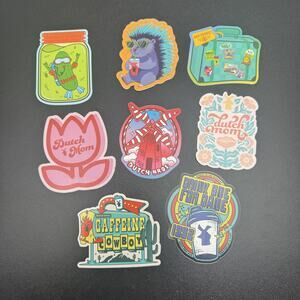 Dutch Bros Coffee Sticker Lot - 8 Unique Decals - Collectible Memorabilia